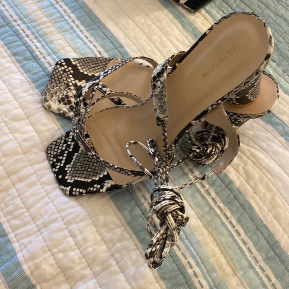 Pretty little things snake print heels